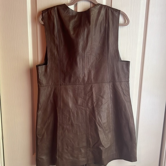 Designer Lafayette 148 New York Brown High Quality Leather Mini Dress - Picture 7 of 10